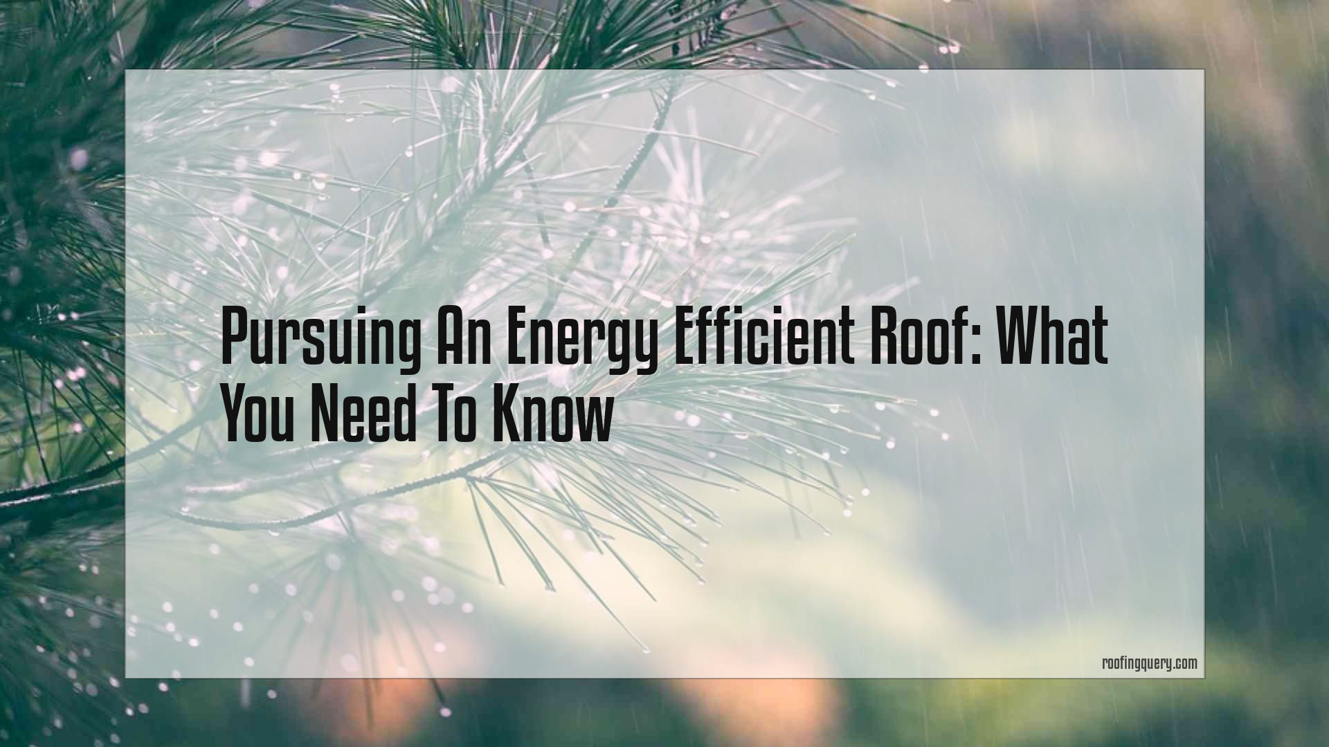 Pursuing An Energy Efficient Roof: What You Need To Know